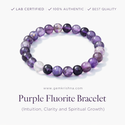 Purple Fluorite Bracelet (Intuition, Clarity and Spiritual Growth) premium GemKrishna product cover