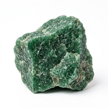 Raw green aventurine crystal specimen with natural texture and sparkling flecks