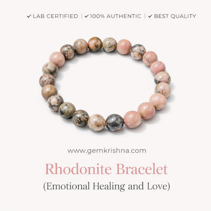 Rhodonite Bracelet (Emotional Healing and Love) premium GemKrishna product cover
