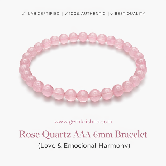 Rose Quartz AAA 6mm Bracelet (Love & Emotional Harmony) premium GemKrishna product cover