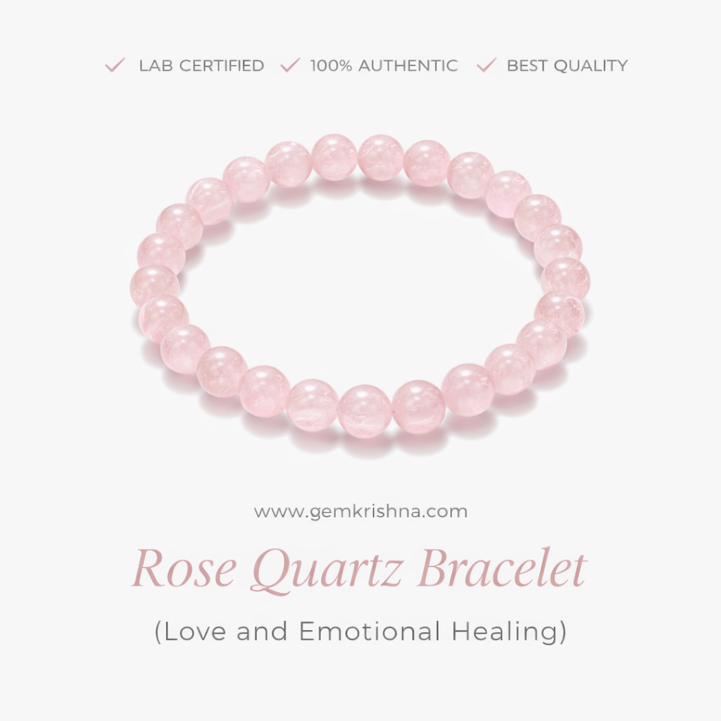 Rose Quartz Bracelet (Love and Emotional Healing) premium GemKrishna product cover