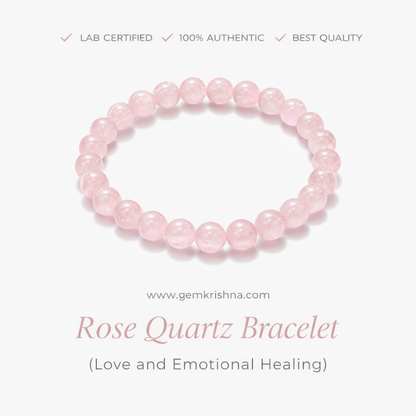 Rose Quartz Bracelet (Love and Emotional Healing) premium GemKrishna product cover