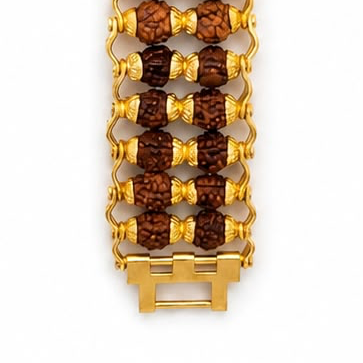 Rudraksha gold polish double-row bracelet close-up front view
