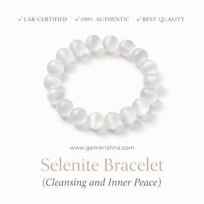 Selenite Bracelet (Cleansing and Inner Peace) premium GemKrishna product cover