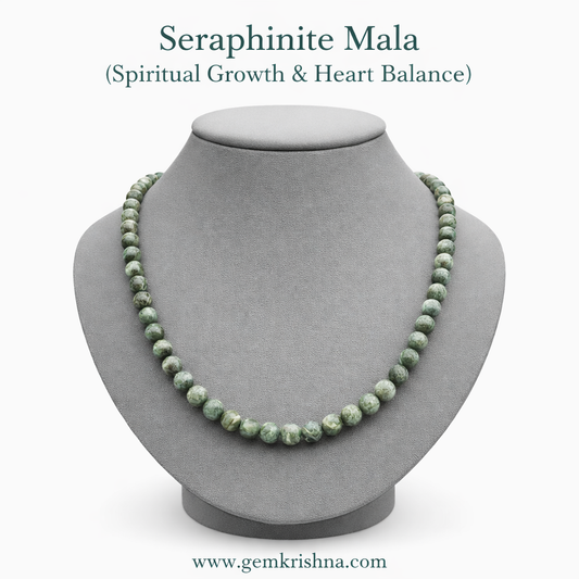Seraphinite AA Quality Bracelet & Mala (Spiritual Growth & Heart Balance) premium GemKrishna product cover