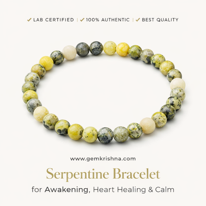 Serpentine Bracelet for Awakening, Heart Healing & Calm premium GemKrishna product cover