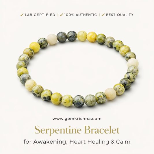 Serpentine Bracelet for Awakening, Heart Healing & Calm premium GemKrishna product cover