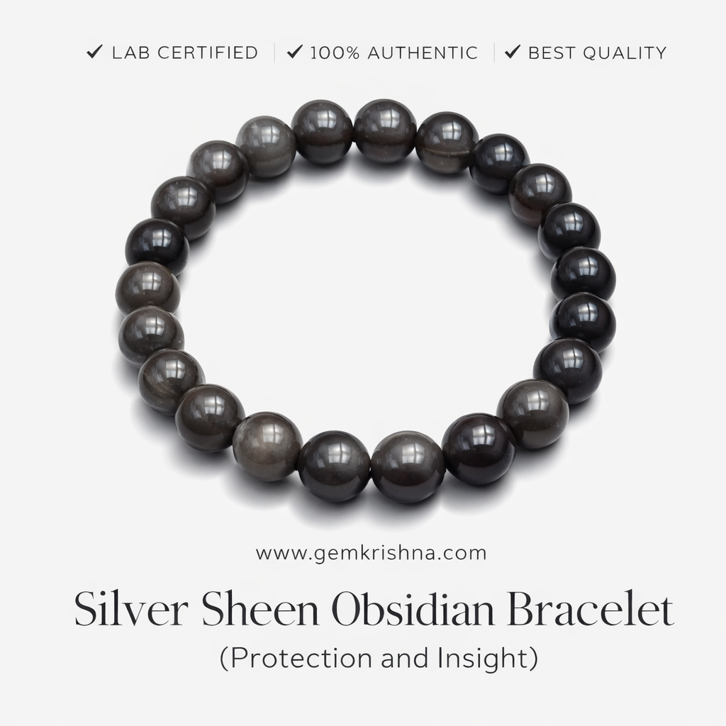 Silver Sheen Obsidian Bracelet (Protection and Insight) premium GemKrishna product cover