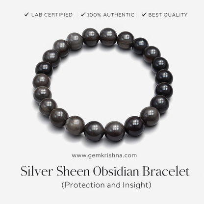 Silver Sheen Obsidian Bracelet (Protection and Insight) premium GemKrishna product cover