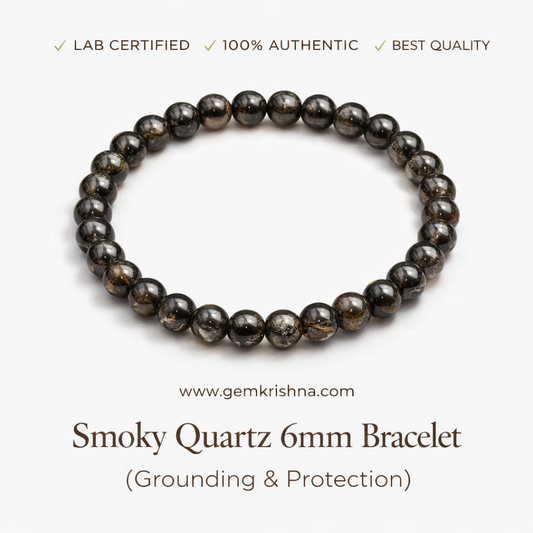 Smoky Quartz 6mm Bracelet (Grounding & Protection) premium GemKrishna product cover