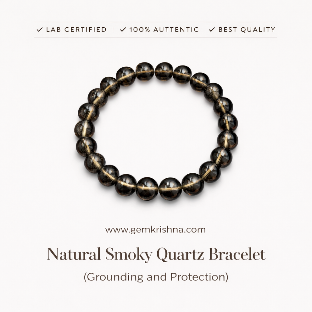 Natural Smoky Quartz Bracelet (Grounding and Protection) premium GemKrishna product cover