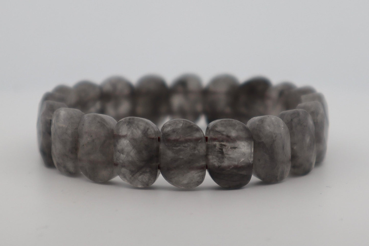 Smoky Quartz Oval Faceted Flat Bead Bracelet | Grounding and Focus | Best Quality | 100% Natural - GemKrishna
