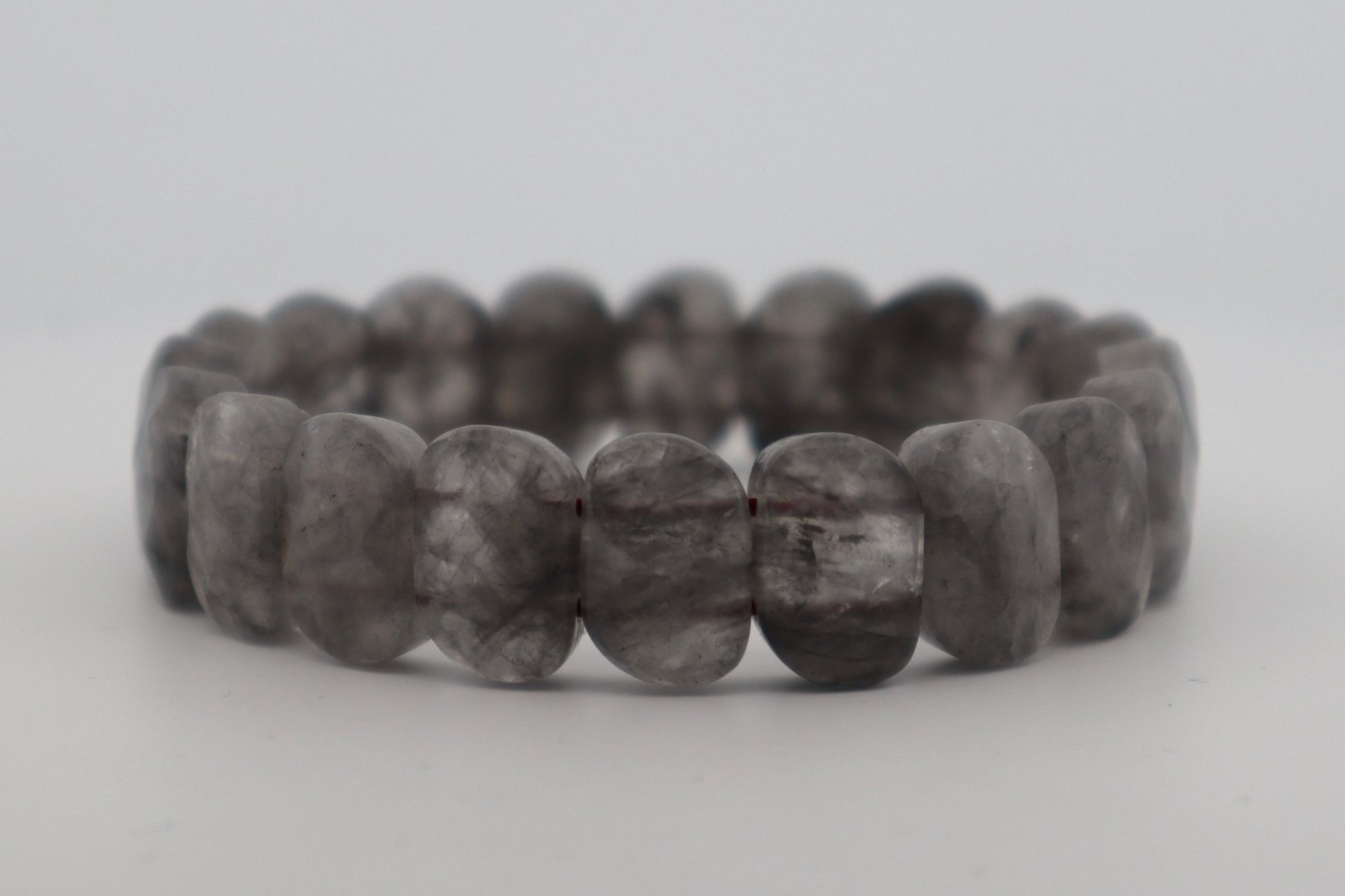 Smoky Quartz Oval Faceted Flat Bead Bracelet | Grounding and Focus | Best Quality | 100% Natural - GemKrishna