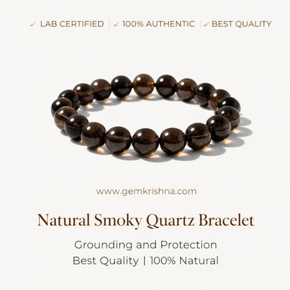 Natural Smoky Quartz Bracelet | Grounding and Protection | Best Quality | 100% Natural premium GemKrishna product cover