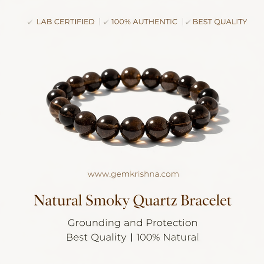 Natural Smoky Quartz Bracelet | Grounding and Protection | Best Quality | 100% Natural premium GemKrishna product cover