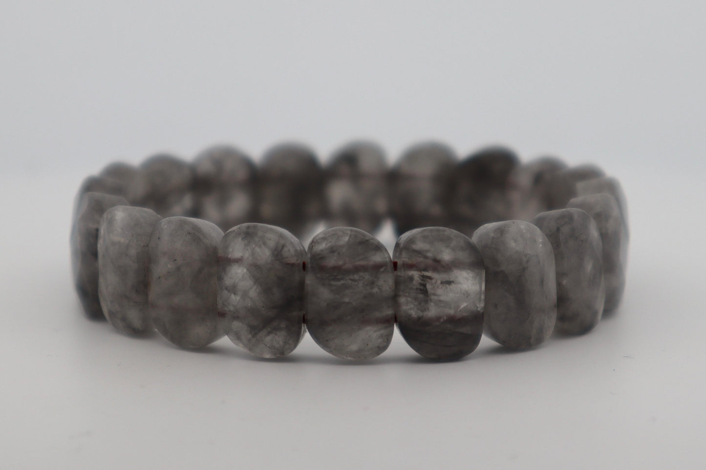 Smoky Quartz Oval Faceted Flat Bead Bracelet