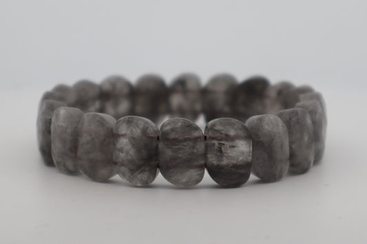 Smoky Quartz Oval Faceted Flat Bead Bracelet (Grounding, Protection & Stress Relief)