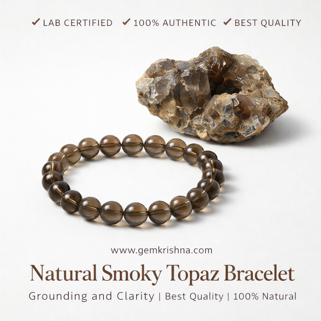 Natural Smoky Topaz Bracelet | Grounding and Clarity | Best Quality | 100% Natural premium GemKrishna product cover