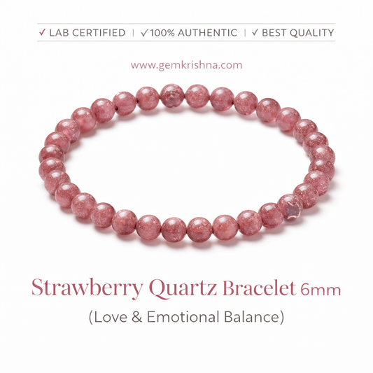 Strawberry Quartz Bracelet 6mm (Love & Emotional Balance) premium GemKrishna product cover