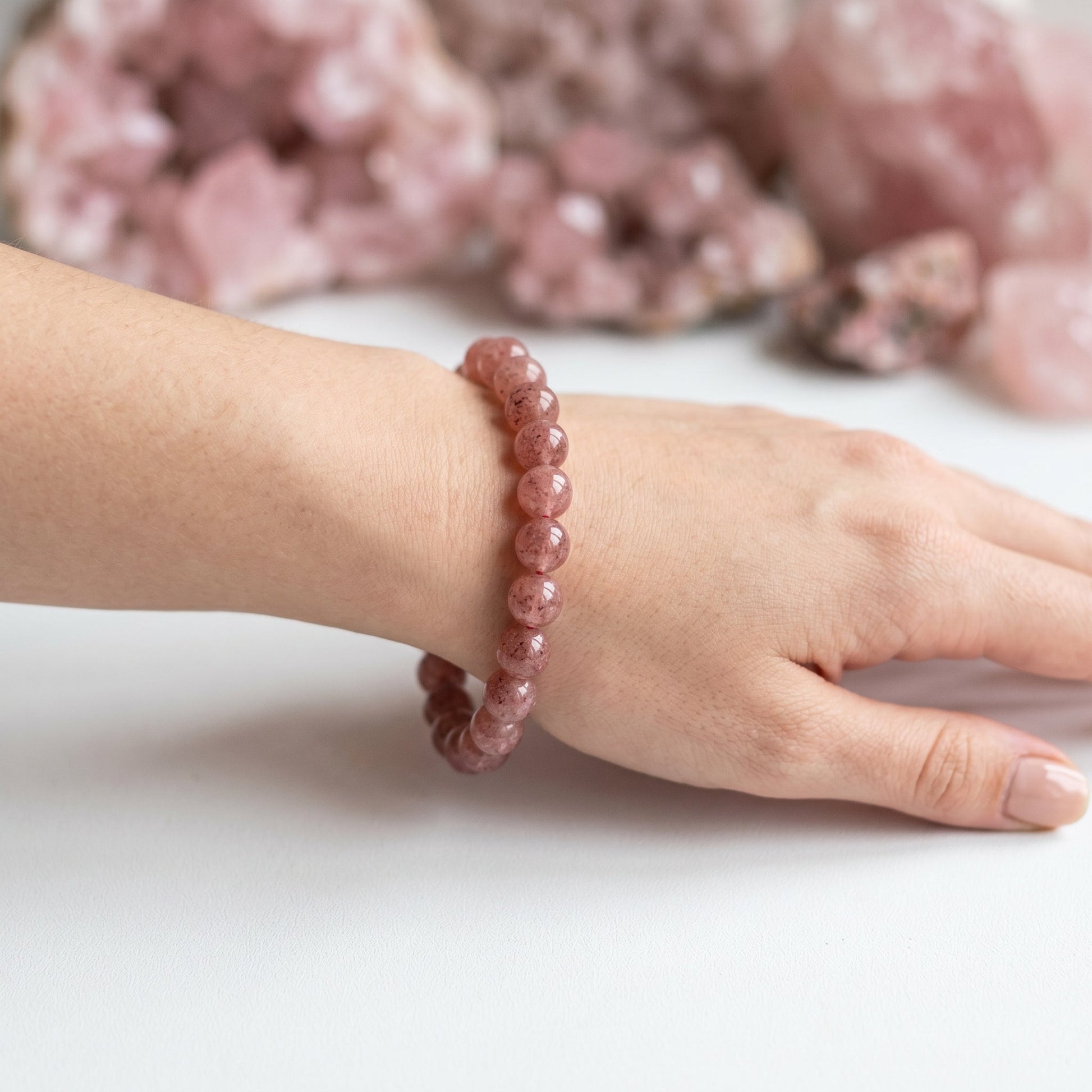 Strawberry Quartz Bracelet | Love and Positive Energy | 1 Pc | Best Quality | 100% Natural - GemKrishna