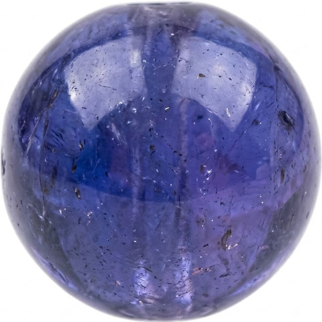Illustration of a polished tanzanite bead; natural colour and pattern vary
