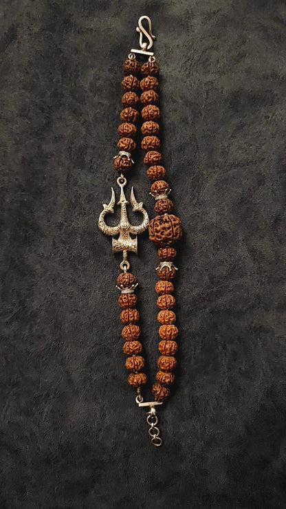 Rudraksh Silver Trishul Bracelet