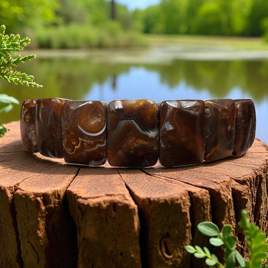 Natural Fire agate bracelet Flat Rectangle Bead