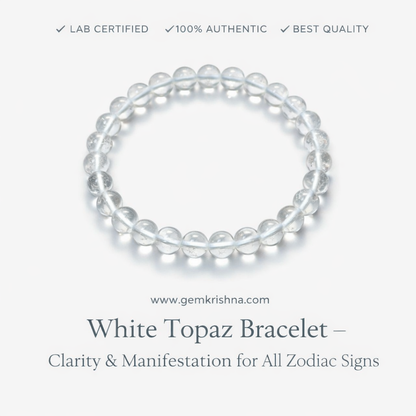 White Topaz Bracelet – Clarity & Manifestation for All Zodiac Signs premium GemKrishna product cover