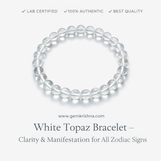 White Topaz Bracelet – Clarity & Manifestation for All Zodiac Signs premium GemKrishna product cover