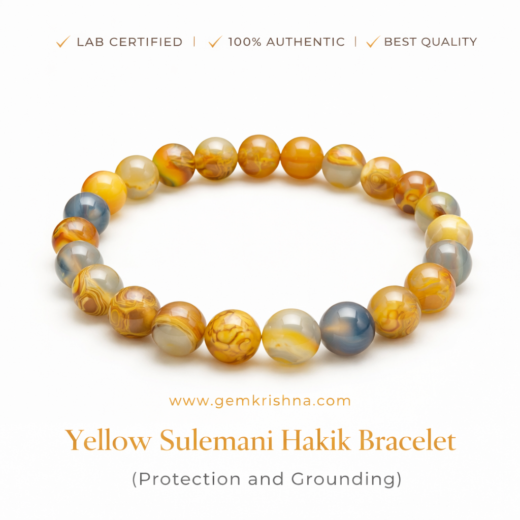 Yellow Sulemani Hakik Bracelet (Protection and Grounding) premium GemKrishna product cover