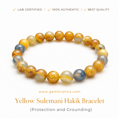 Yellow Sulemani Hakik Bracelet (Protection and Grounding) premium GemKrishna product cover