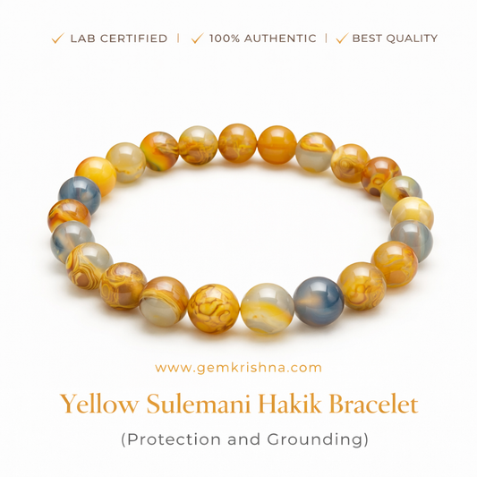 Yellow Sulemani Hakik Bracelet (Protection and Grounding) premium GemKrishna product cover